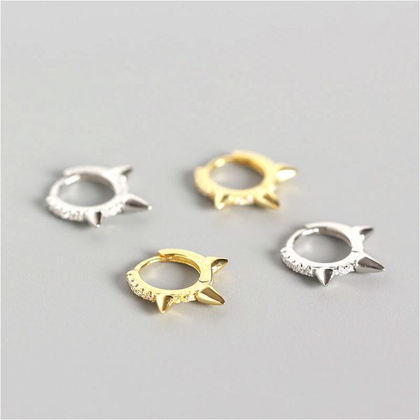 

fengxiaoling 100% 925 sterling silver geometric cubic zirconia hoop earrings for women party jewelry, Golden;silver