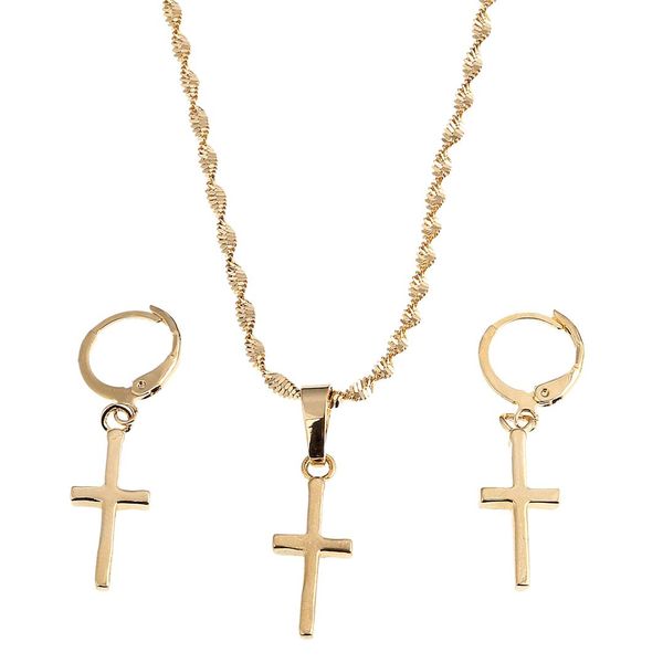 

small cross pendant earrings jewelry women mini cross gold color crucifix christian ornaments jewelry, Silver