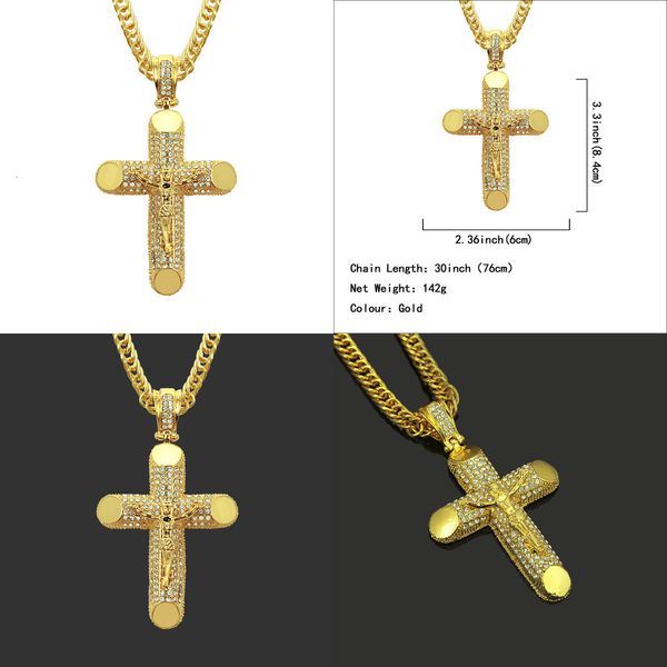 

diamond cross man hip hop pendant necklace jewelry pendant gold filled diamond jewelry natural healing crystals statement fashion necklaces, Silver