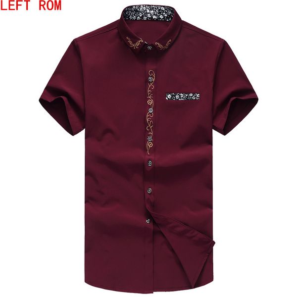 

men's casual shirts 2021 summer fashion mens shirt slim fit short sleeve pure color chemise homme asian size s-7xl print, White;black