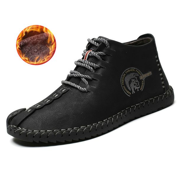 

winter men's leather casual sneakers large size 48 vintage frosty boots high-warm shoes khaki black golden