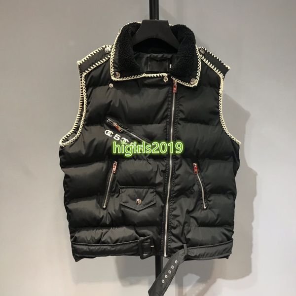 

High end women girl puffer gilet piping hort padded cotton parka bomber jacket embroidery letter fa hion de ign luxury leevele outerwear