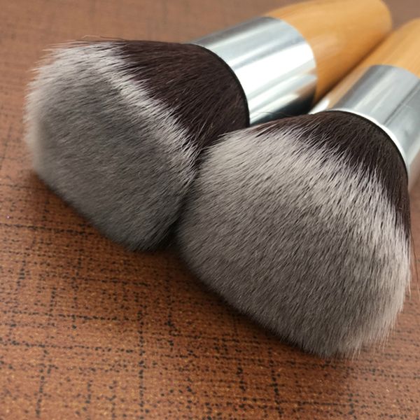 

wholesale dhl shipping single bamboo handle foundation brush round head brush flat brush bamboo handle beauty makeup tool, Yellow