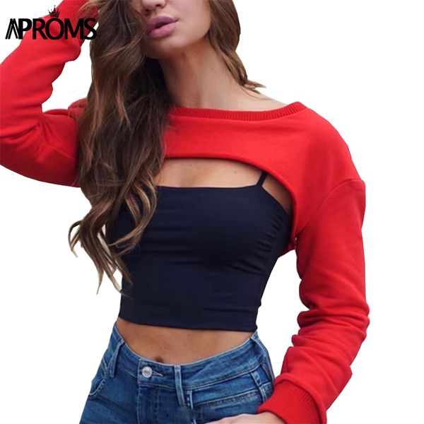 

Aproms Streetwear Fashion Cropped Hoodies Women Solid Color Sweatshirt Casual Pullover Cool Girls Tracksuits Jumper Top