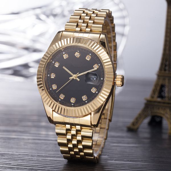 

relogio masculino мужские часы роскошные платья дизайнер моды черный циферблат календарь золотой браслет складной Застежка мастер мужской 3032 подарки пары