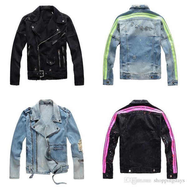 

4 designs мужские джинсы куртка slim fit двигателя дизайнер джинсовой man jacket blue street solid повседневный vintage m-4xl, Black;brown