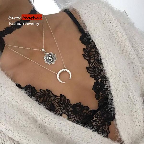 

ancient silver choker necklace for women long lace moon pendant chain necklaces & pendants lace velvet chokers fashion jewelry, Golden;silver