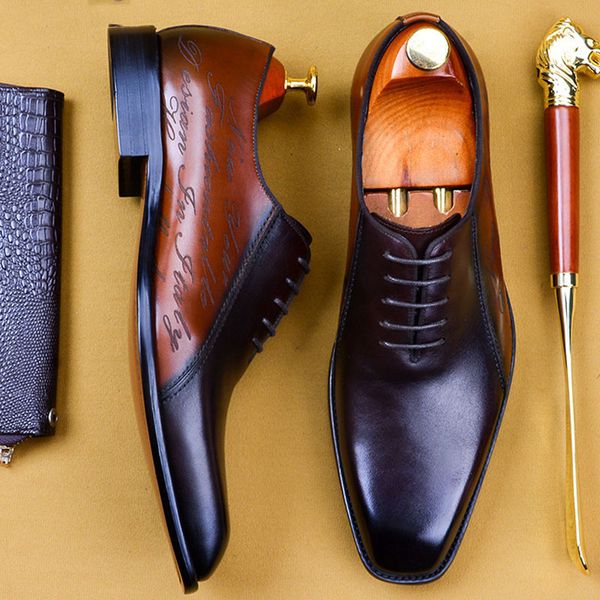 

italian men's oxford shoe genuine leather summer shoes for men to wear party office formal wedding dress shoes, Black