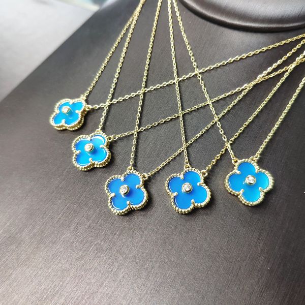 

small five clover necklace single flower temperament female fashion wild white fritillary golden necklace pendant clavicle chain ornamentfiv, Silver
