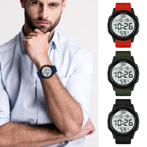 

multifunctional digital watch men outdoor waterproof running led watch sport watches digital wrist relogio, Slivery;brown