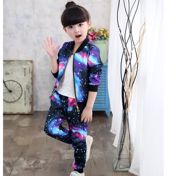 

2020 for clothes sets kids fashion sports suit baby girls jacket coat+pants children girl trend tracksuit j190514, White