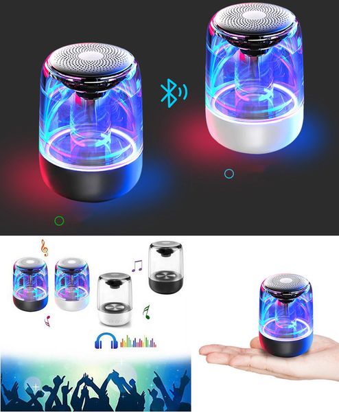 Портативный Bluetooth 5.0 колонки Кристалл Bluetooth Акустические RGB LED Lights Звук C7 Wireless Stereo (TWS) Громкоговоритель 6D Stereo Bass громкоговоритель