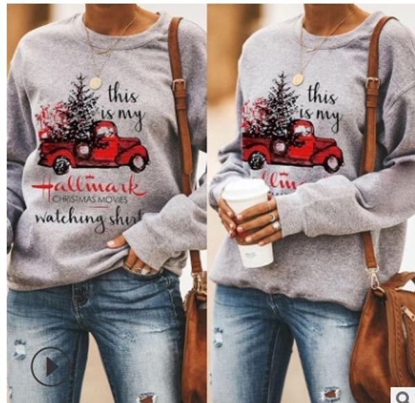 

winter new cross border women's loose round neck long sleeve printed sweater top, Black