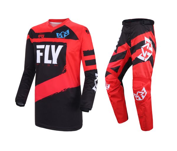 

fish racing red mx jersey pant combo atv bmx mtb motorcycle racing bike riding gear set, Black;blue