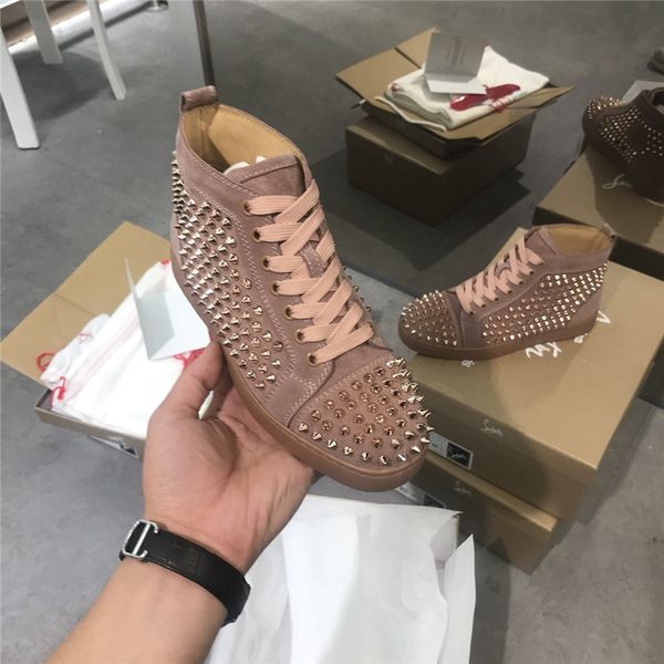 

version luxury fashion rivet men's shoes stitching graffiti high-shoes red bottom couple rhinestone women's shoes size 35-47 06, Black