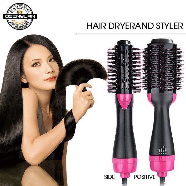 

est 1000w professional hair dryer brush 2 in 1 hair straightener curler comb electric blow dryer with comb hair brush roller