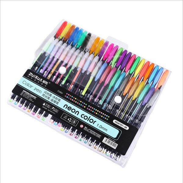 

48 colors gel pen set drawing painting colored glitter art marker pens school student office writing stationery gifts supplies