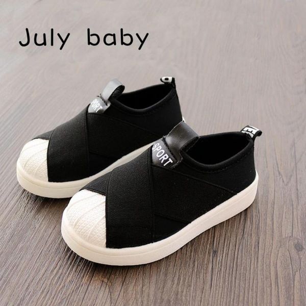 

july baby children's shoes elastic cloth casual shoes children's shell head one pedal lazy flat board, Black