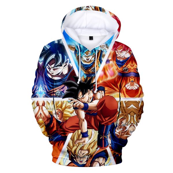 

2019 мужская мода аниме мультфильм dragon ball z 3d печать гоку супер саян вегета мужские толстовки толстовка пальто куртки топы пуловер a61, Black