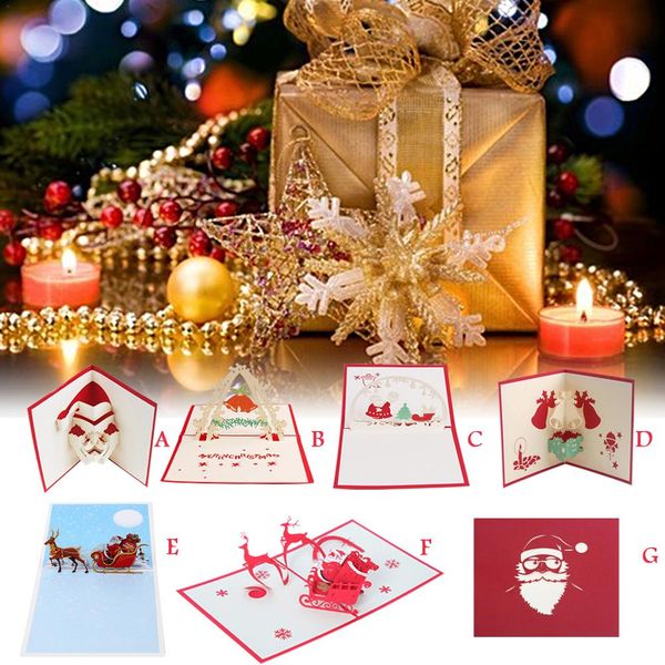 

3d innovative christmas card hollowpaper sculpture handmade christmas greeting card home decoration - santa claus bell series