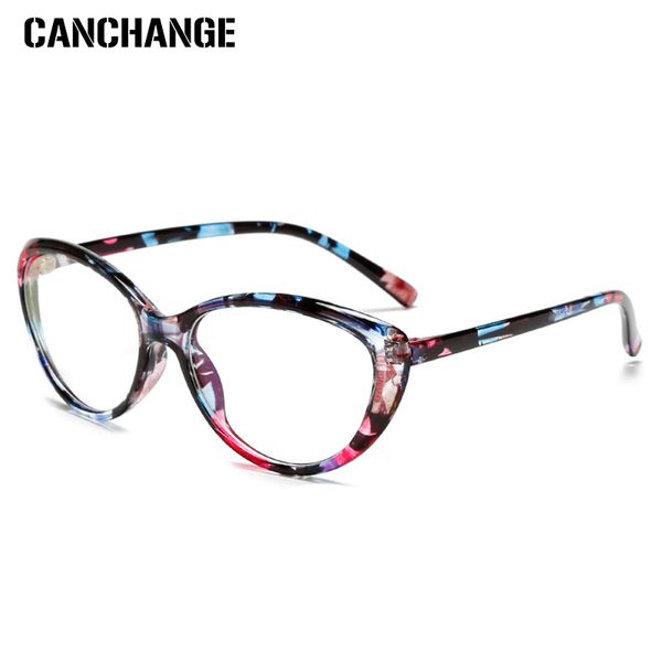 

canchange brand design women plain glasses cat eye glasses frame clear lens men optical spectacle eyeglasses fashion goggles, Black
