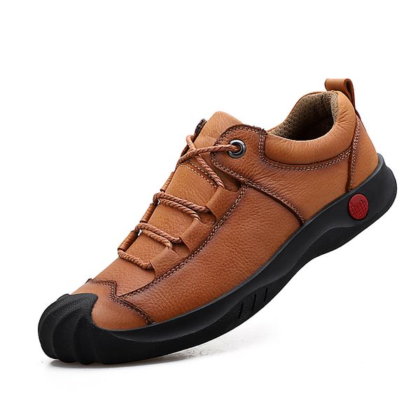 

men business formal shoes spring and autumn men casual shoes comfortable genuine leather retro flats, Black