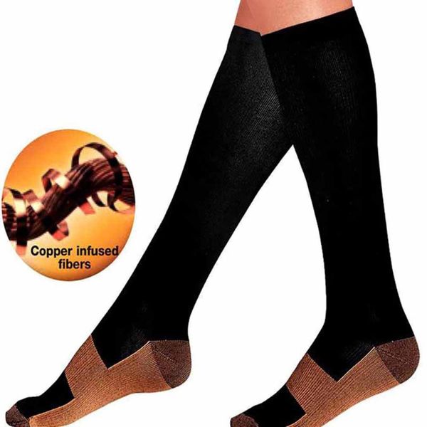 

anti-fatigue long tube compression socks knee high sandals nylon cotton moisture wicking hosiery soft pain relief 2020 p, Black