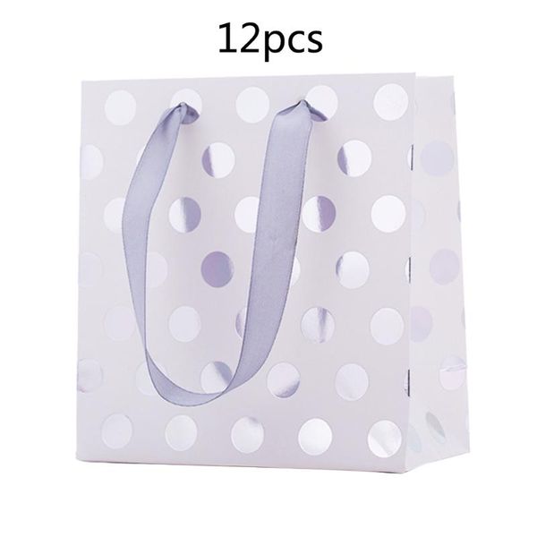 

12pcs paper present with handles tote gift bag pouch decoration portable polka dot wedding party favor celebration christmas