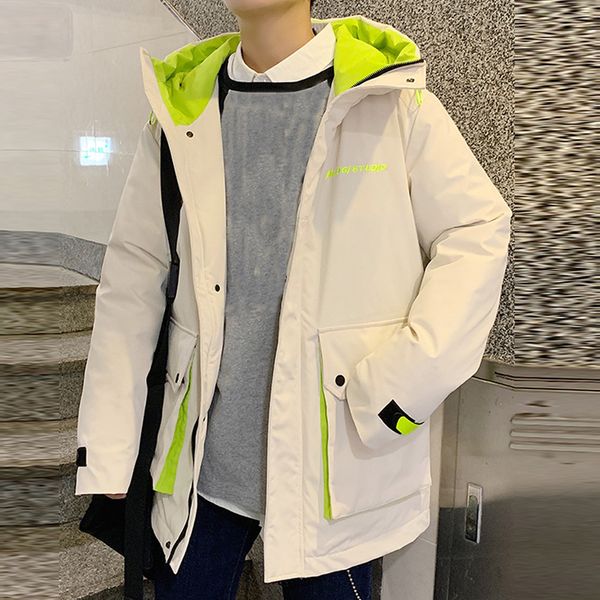 

autumn winter jacket men 2019 fashion casual plus size men parkas new hooded color tooling coat trend wild veste homme hiver, Black