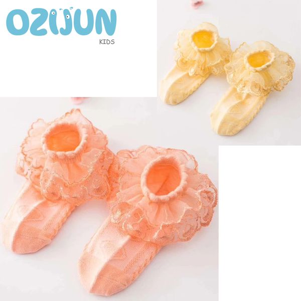 

new arrivals beautiful princess baby girls lace socks noble orange yellow color lace socks for kid girls 2-8 years children sock, Pink;yellow