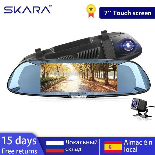 

skara 7 inch touch screen car dvr camera rearview mirror dash cam dual lens camera night vision video recorder full hd 1080p dvr