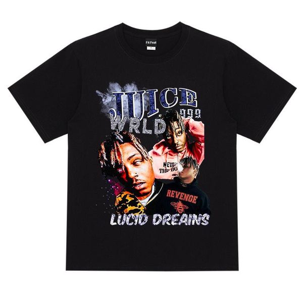 

juice wrld mens short sleeve tshirts fashion hip hop o neck pullover casual rap tees high fashion streetwears, White;black