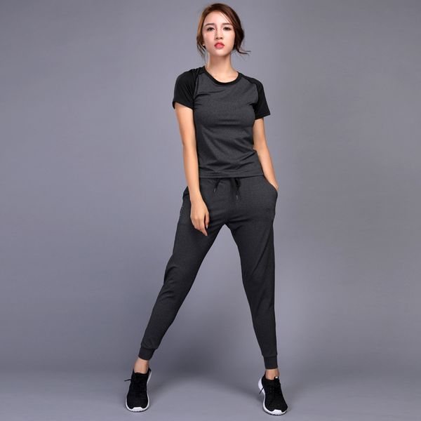 

women sportswear training running tights sports suit women yoga clothes fitting gym wicking compression jogging sets clothing, Black;blue