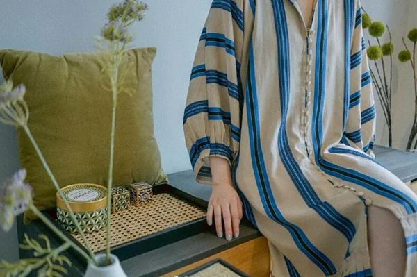 

women dress spring/summer 2020 new dress fashion casual stripe pleated long sleeve shirt midi, Black;gray