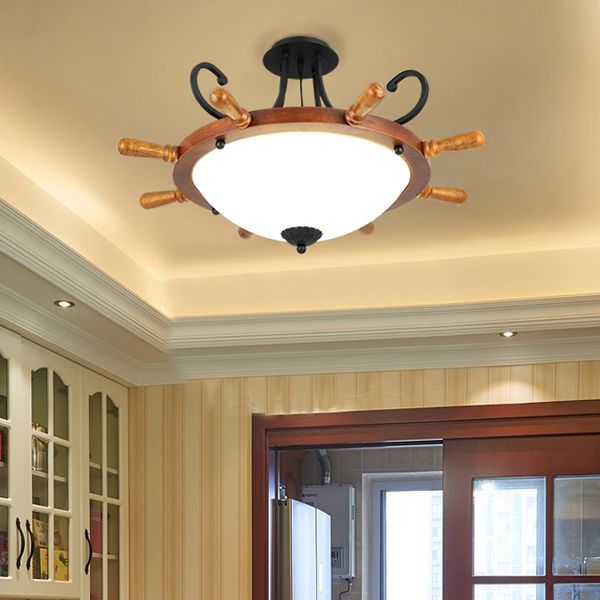 New Design American Vintage Rustic Pendant Lamps Luxury European Retro Wood Pendant Lights Led Hanging Light For Club Bar Coffee Shop Island Light