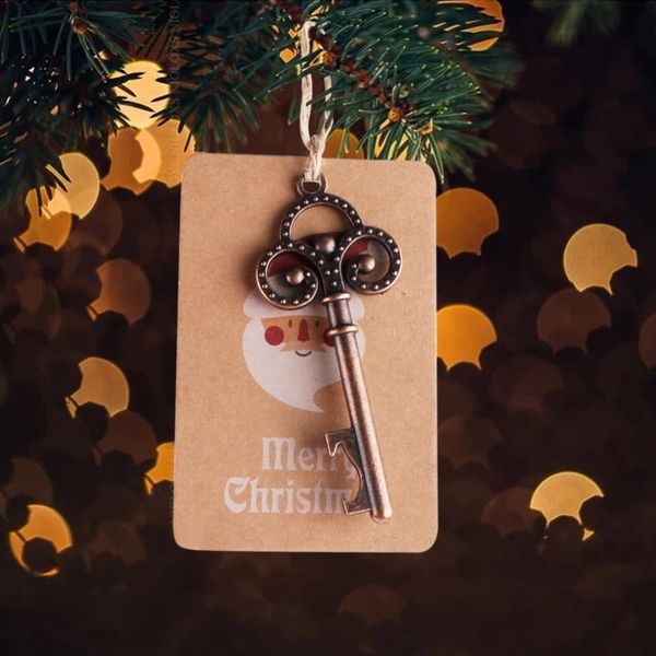 

ourwarm 50sets santa magic key with kraft paper skeleton bottle opener merry christmas decorations for home new year ornament y18102609