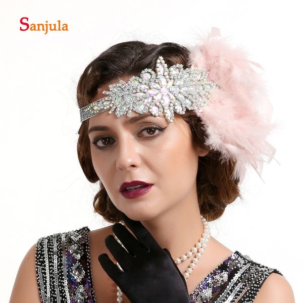 

spakly beaded rhinestones bridal wedding hair accessories 2020 fashion headwear feathers party hats sombrero mujer boda bq018
