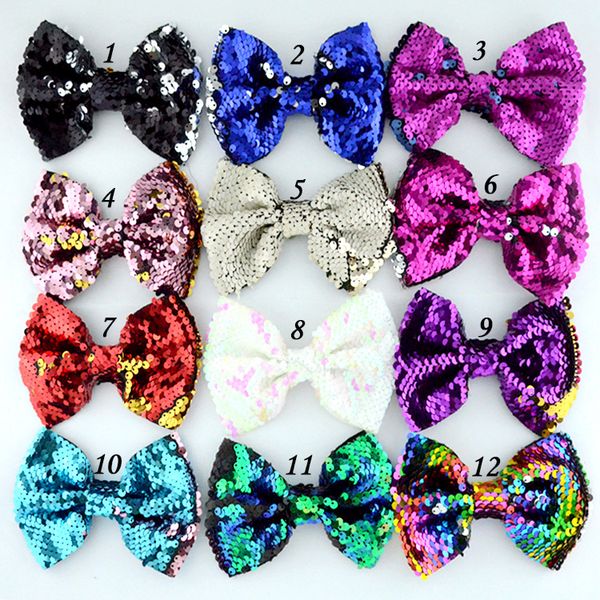 

2020 baby headbands elastic girls hairband sequin bowknot christmas baby hair accessories infant toddler girls pgraphy props 12 colors, Slivery;white