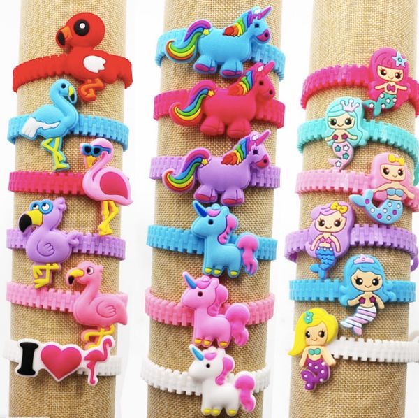 

pvc unicorn bracelets wrap lovely animal adjustable bracelet wristband kids mix styles children unicorn charm bracelet, Golden;silver