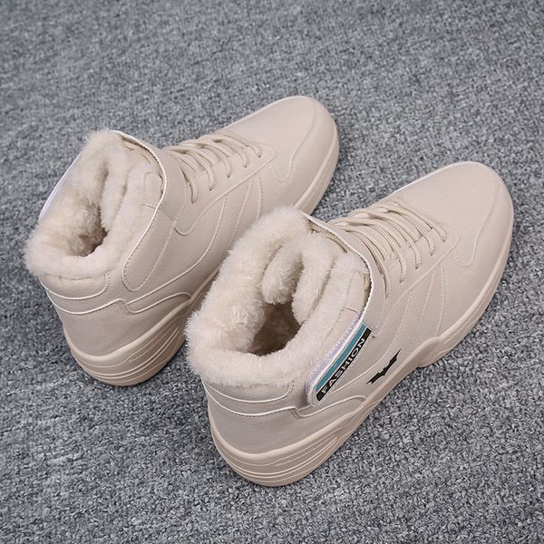 

cotton-padded shoes winter increase down high help skate shoes male all-match. trend keep warm male shoe thickening snowfield, Black