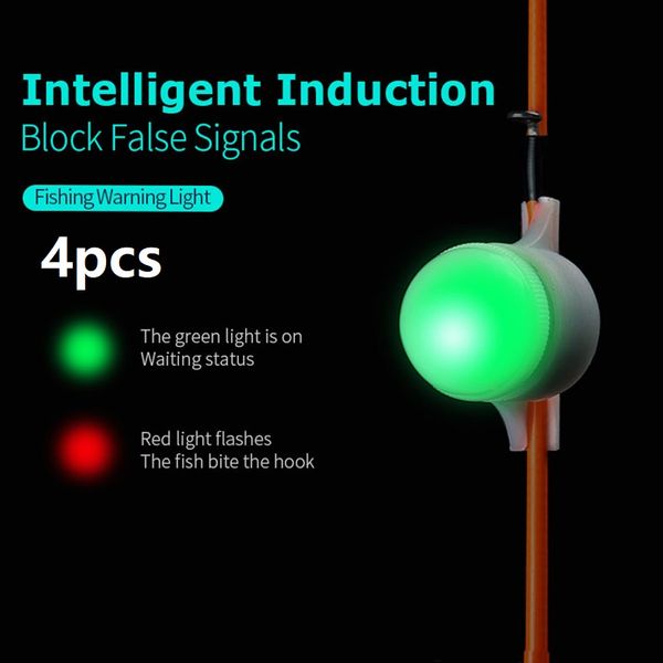 

4 pcs mini led light automatic induction fishing alarm rod tip carp night fishing light auto recognition bite alarm system