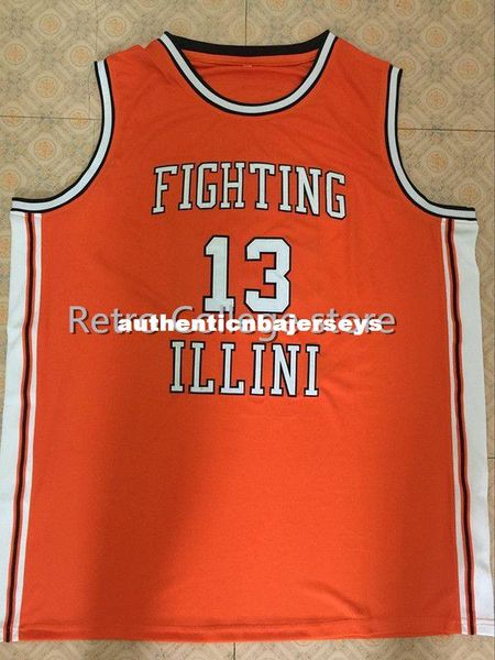 

#13 kendall gill fighting illini high school basketball jersey all size embroidery stitched customize any name and name xs-6xl vest jerseys, Black;blue