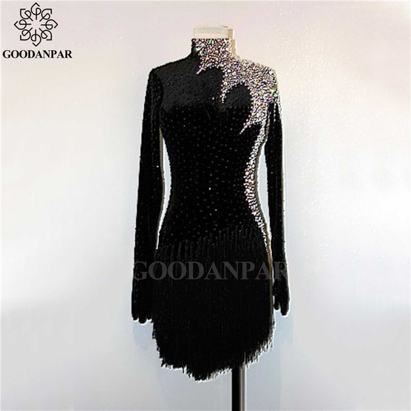 

latin dance dress women black sumba rumba competition dancing wear latin dress modern dance costume velvet, Black;red