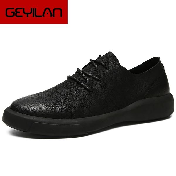 

2020 fashion leather casual men shoes comfortable loafers male breathable waterproof driving men footwear, Black