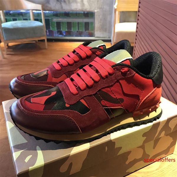 

new shoes[with box] camouflage rockrunner trainer lace sneaker fabric canvas leather outdoor running shoes sneakers casual shoes for flat, Black