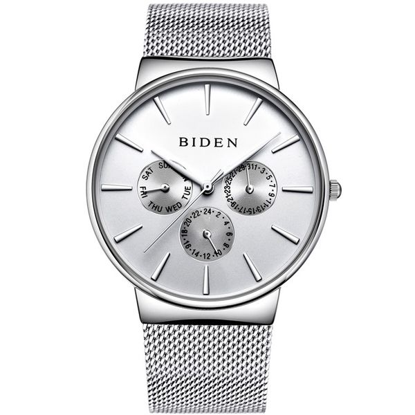 

multifunctional full steel quartz watch mens clock watches black rose gold silver male relojes masculino analog wristwatches, Slivery;brown