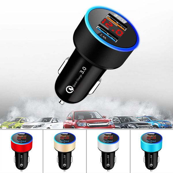 

multi-function dual port qc 3.0 digital display car charger usb safe portable brand new and high quality