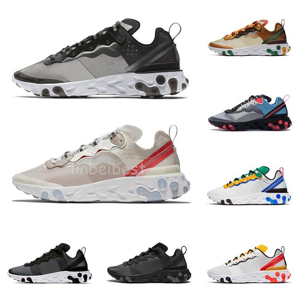 

react element 87s 55s running shoes for men women light bone triple black bred hyper pink total orange mens runner trainers sports sneakers