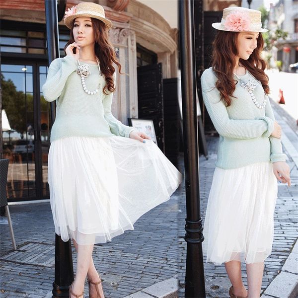 

женщин дизайнер большой размер двойной сетки половина-длина юбка базовый юбка, Gray