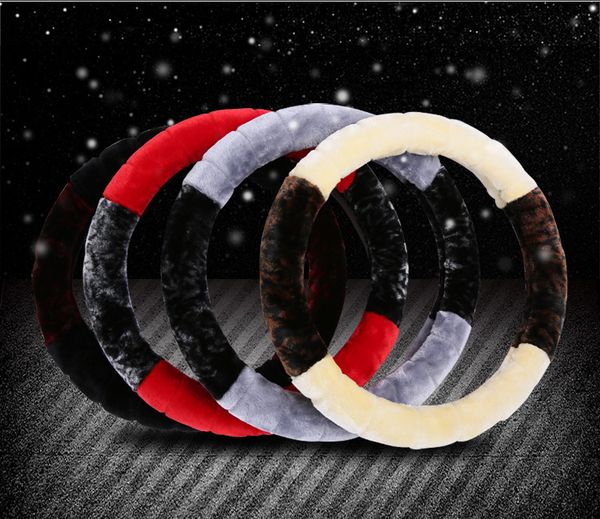 

soft short car steering wheel cover high-density warm plush steering wheel protector cover 38cm